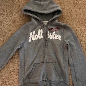 Grey Hollister zip up sweatshirt